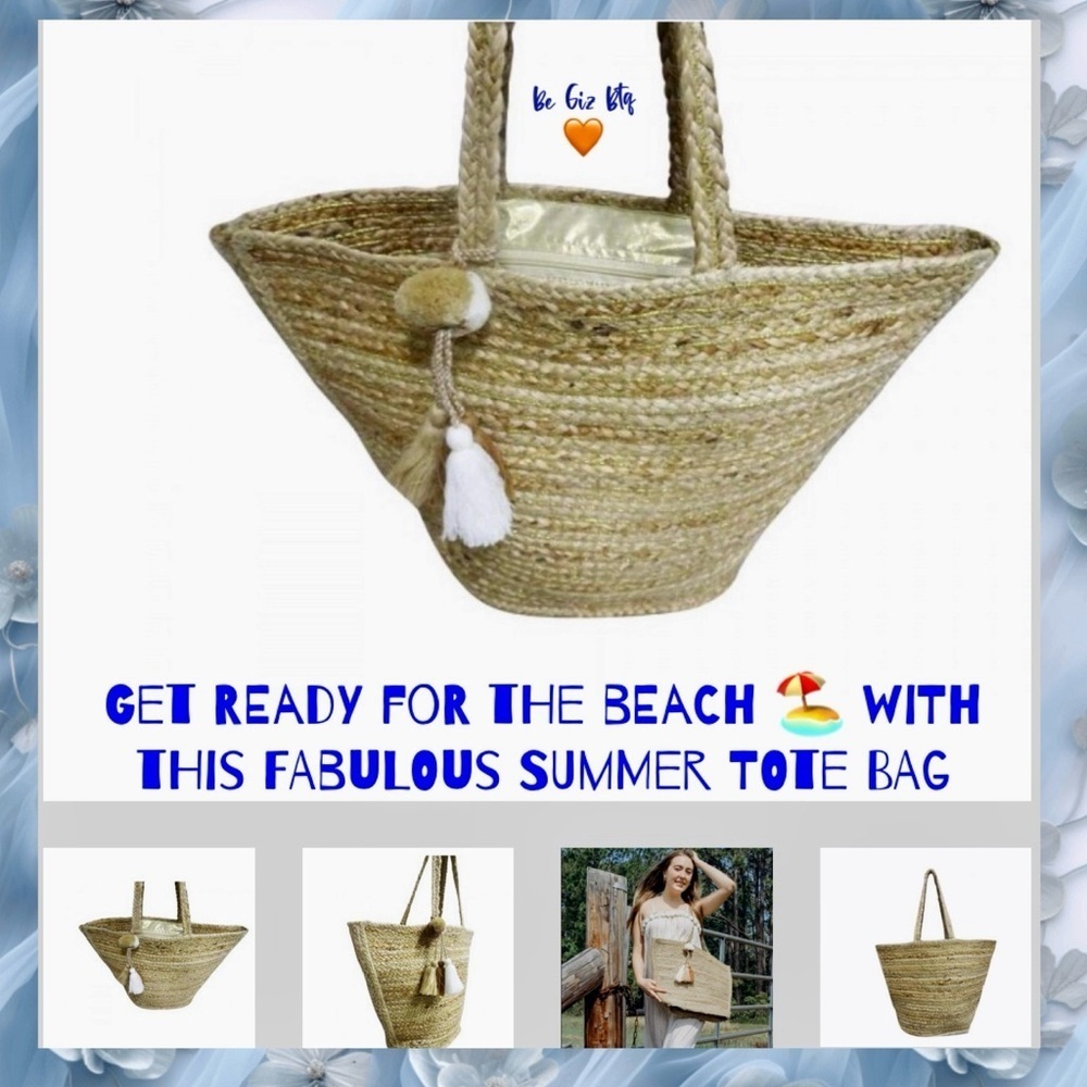 🔥🔥NWT American And Beyond Travel Jute Tote Bag El Enshrine Handwoven
